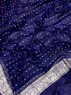 Elegant Blue Banarasi Silver Zari Chiffon Dupatta - Luxurion World