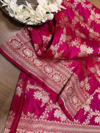 Exquisite Dual Tone Pink Banarasi Handloom Katan Silk Dupatta - Luxurion World