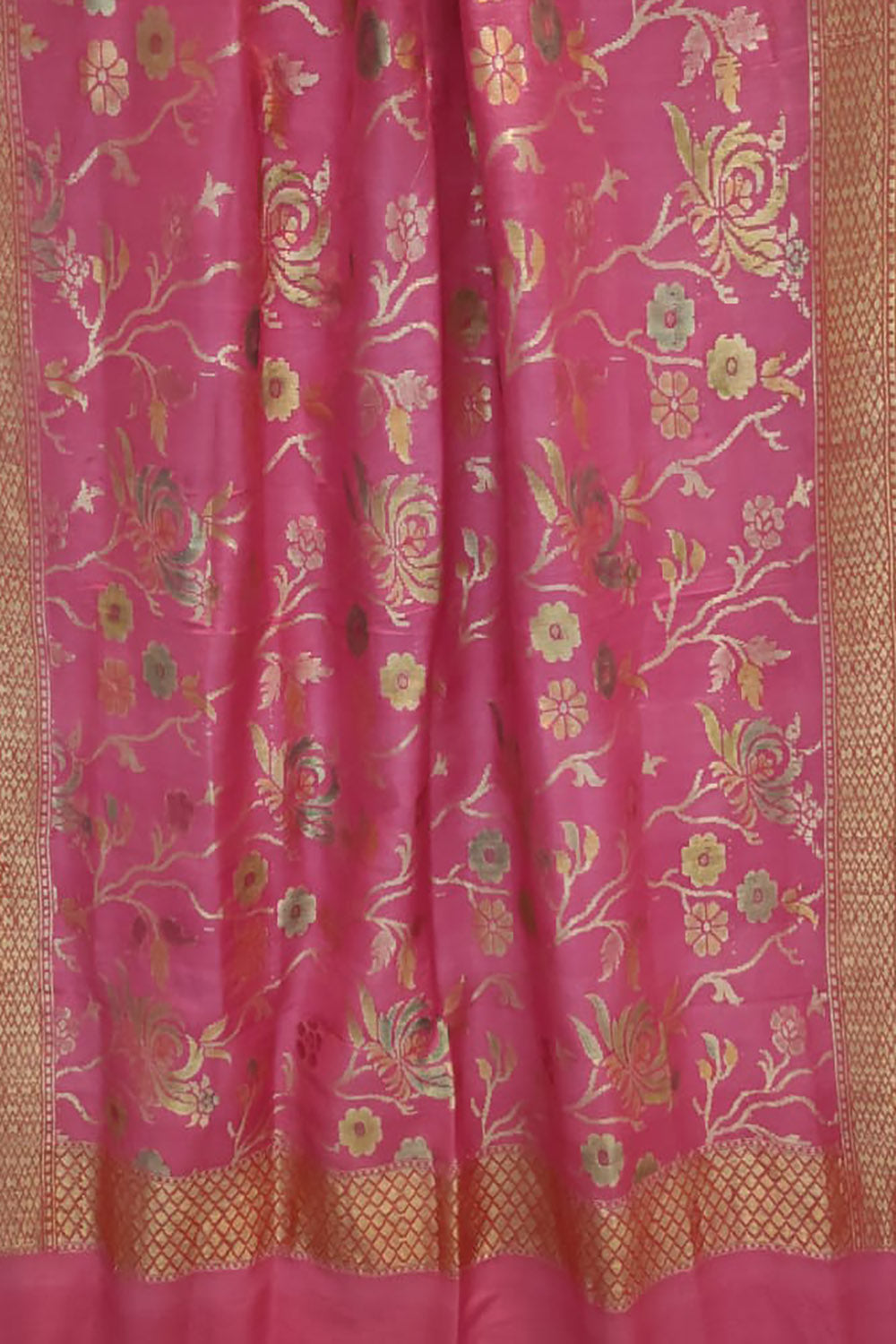 Pure Moonga Silk Brush Dye Dupatta in Pink Banarasi Handloom: Elegant Ethnic Wear