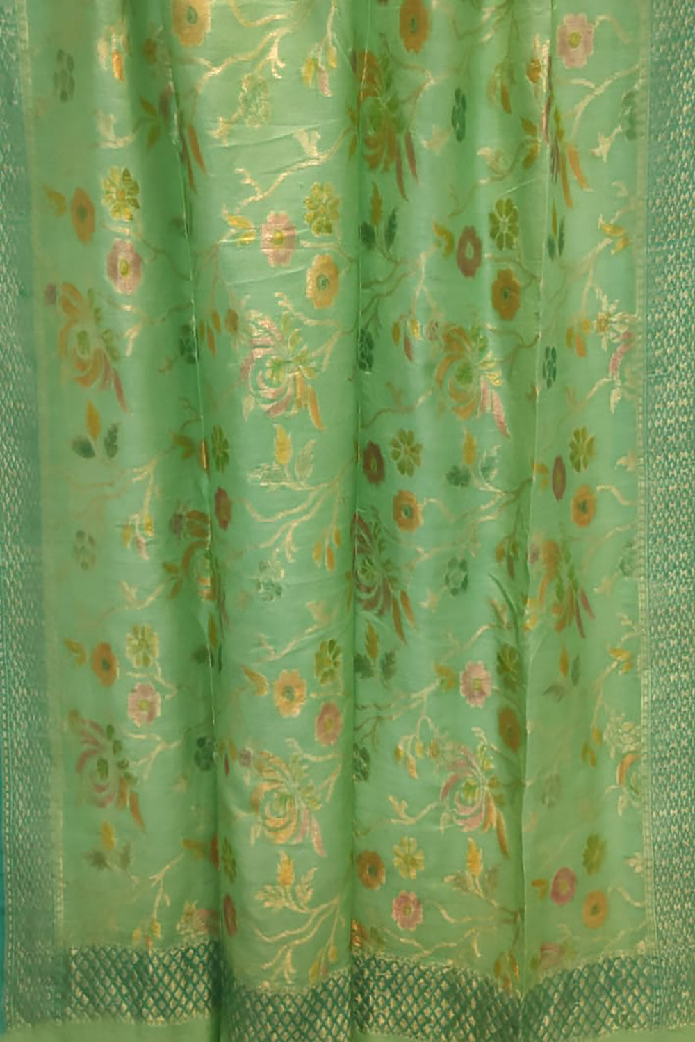 Green Moonga Silk Banarasi Handloom Dupatta with Brush Dye - Pure Elegance - Luxurion World