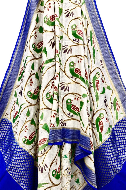Off White Banarasi Handloom Moonga Silk Dupatta - Luxurion World