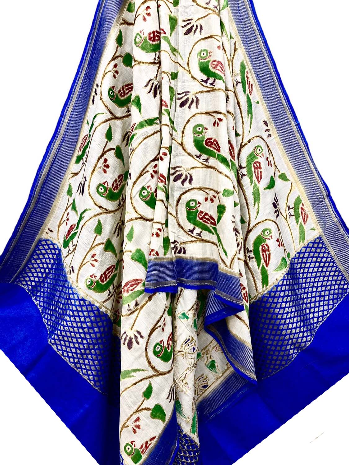 Off White Banarasi Handloom Moonga Silk Dupatta - Luxurion World