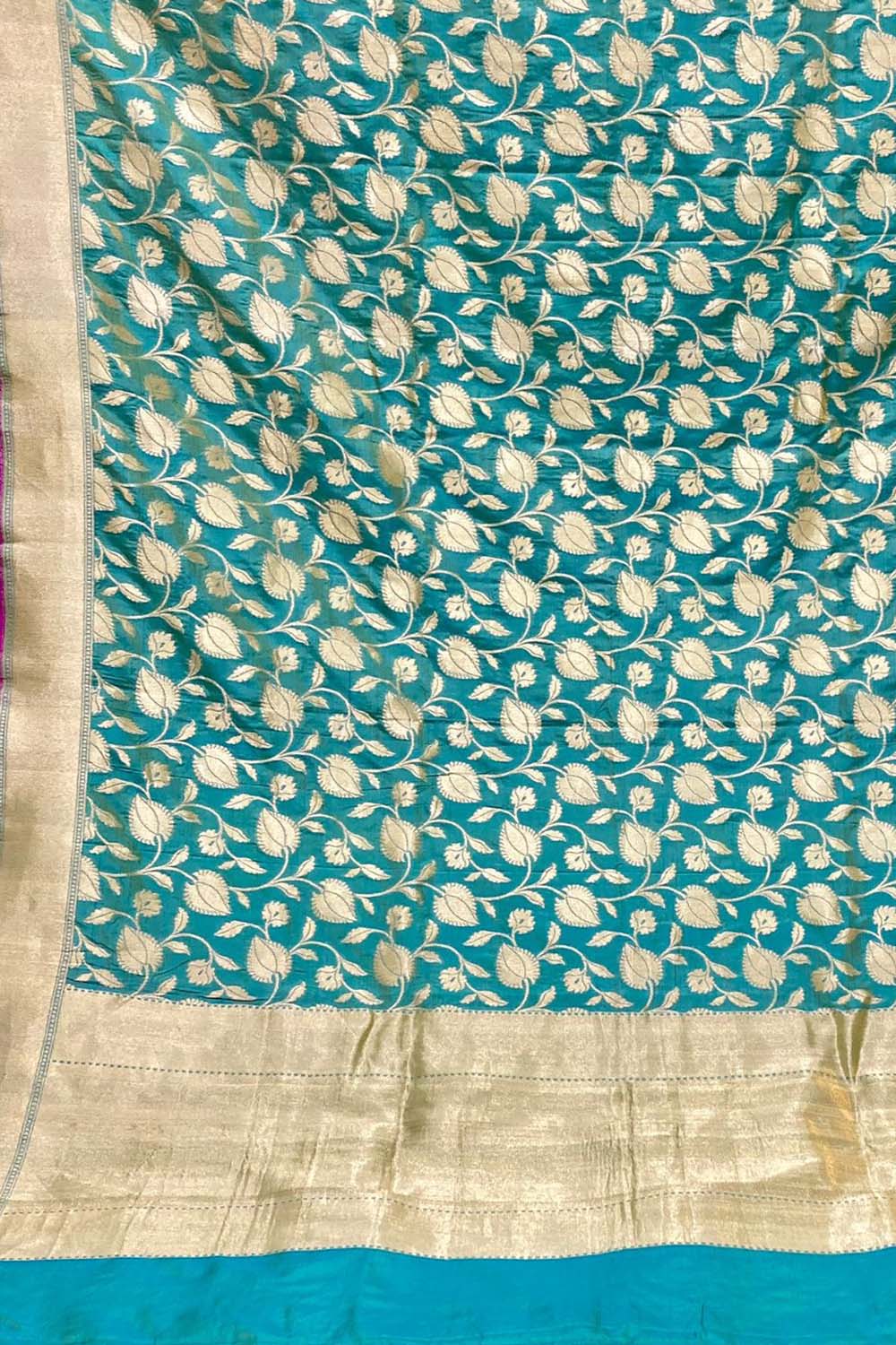 Blue Banarasi Handloom Pure Katan Silk Dupatta - Luxurion World