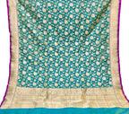Blue Banarasi Handloom Pure Katan Silk Dupatta - Luxurion World