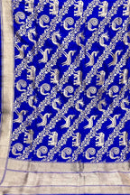 Blue Banarasi Handloom Pure Katan Silk Dupatta - Luxurion World