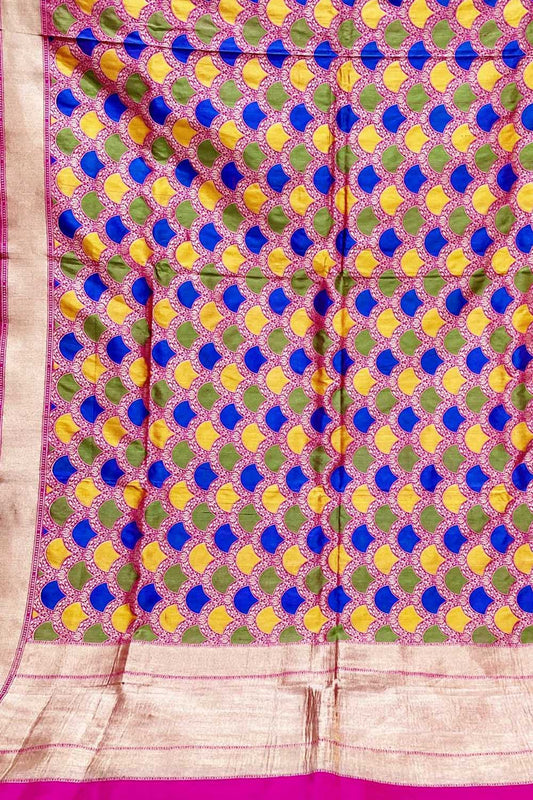 Pink Banarasi Handloom Pure Katan Silk Dupatta - Luxurion World