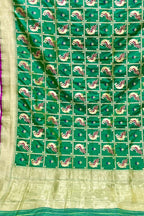 Green Banarasi Handloom Pure Katan Silk Dupatta - Luxurion World
