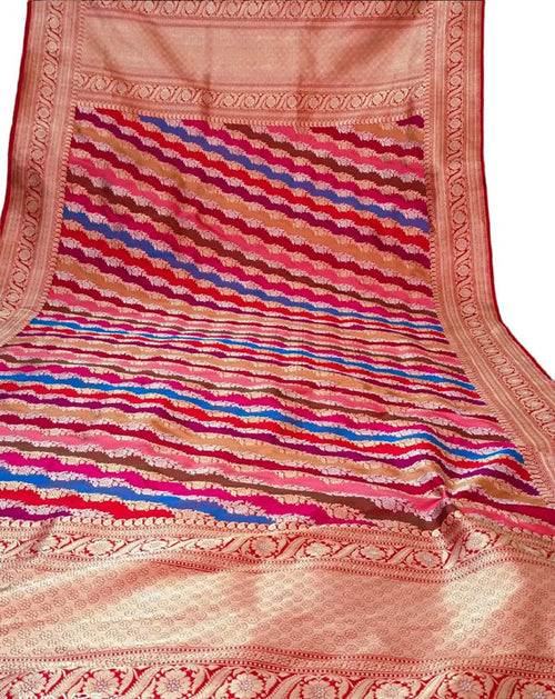 Multicolor Banarasi Handloom Pure Katan Silk Rangkat Dupatta - Luxurion World