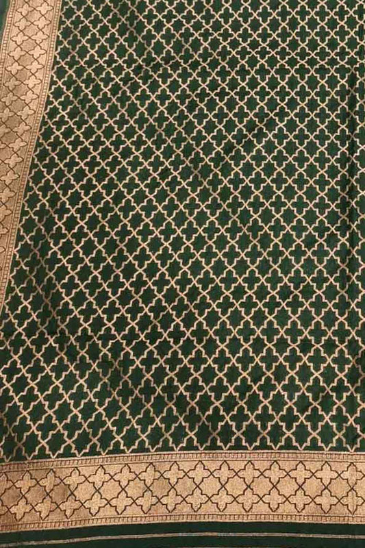 Green Banarasi Silk Dupatta - Luxurion World