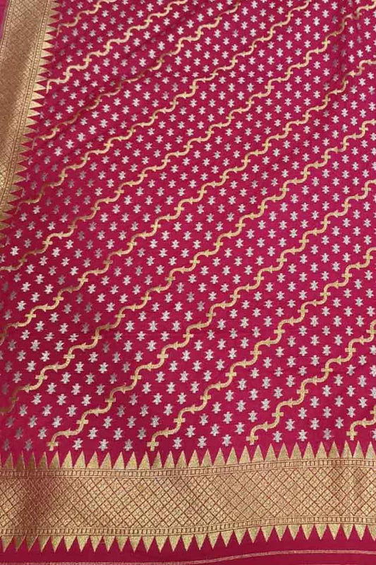 Pink Banarasi Silk Dupatta - Luxurion World