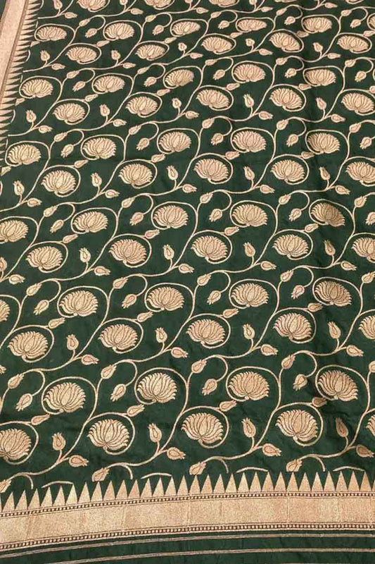 Green Banarasi Silk Dupatta - Luxurion World