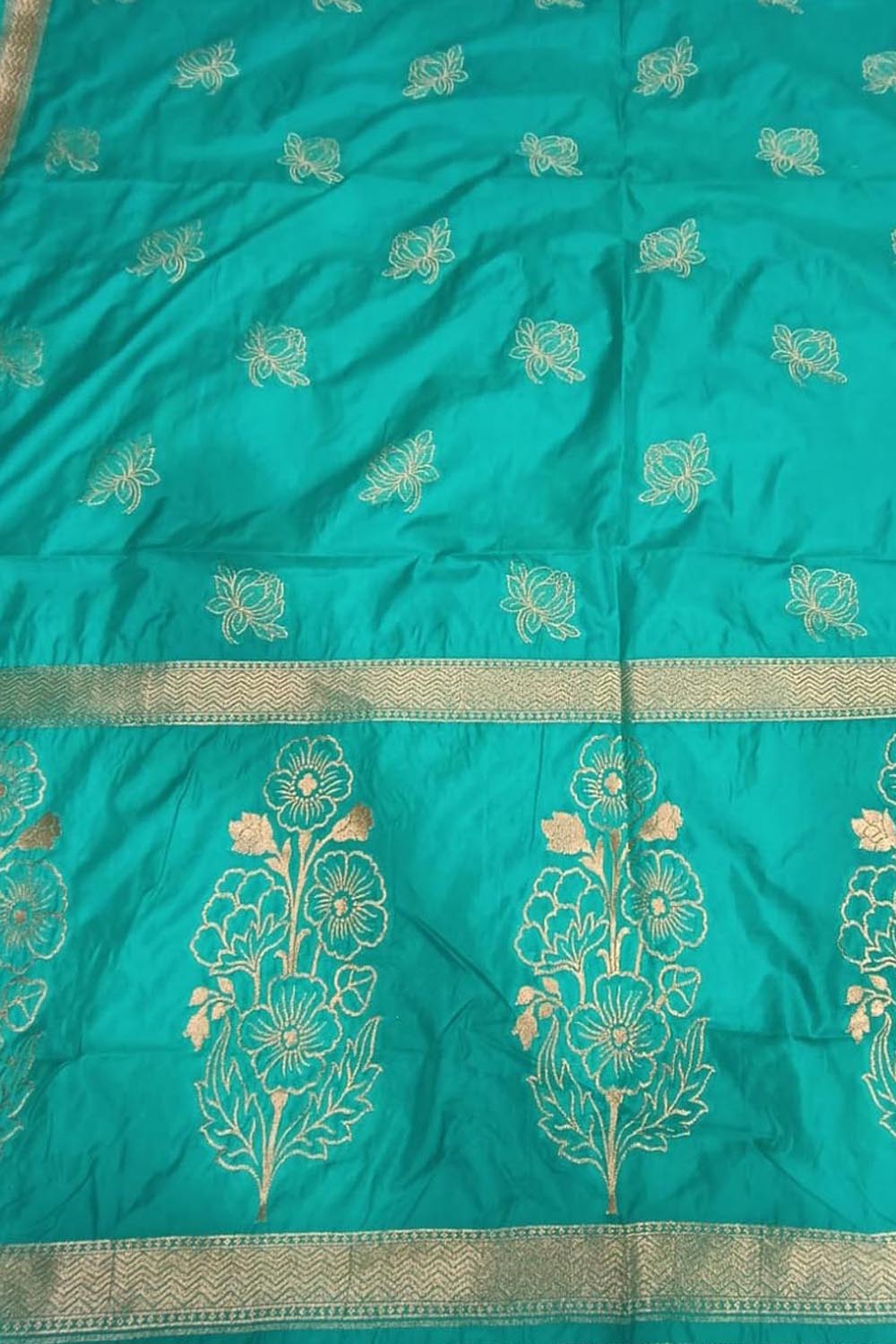 Blue Banarasi Silk Dupatta - Luxurion World