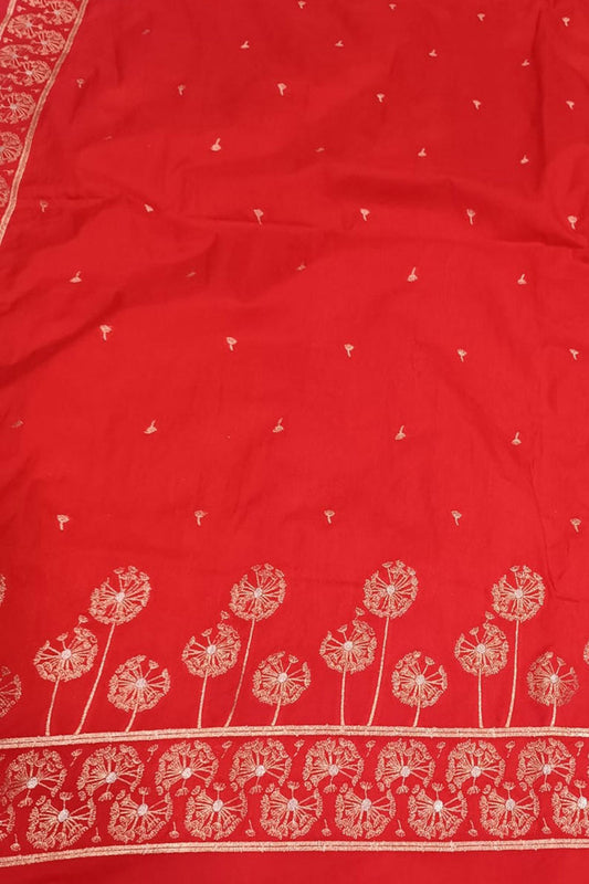 Red Banarasi Silk Dupatta - Luxurion World
