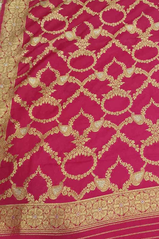 Pink Banarasi Silk Dupatta - Luxurion World