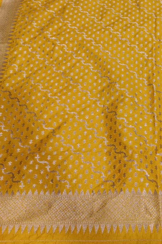 Yellow Banarasi Silk Dupatta - Luxurion World
