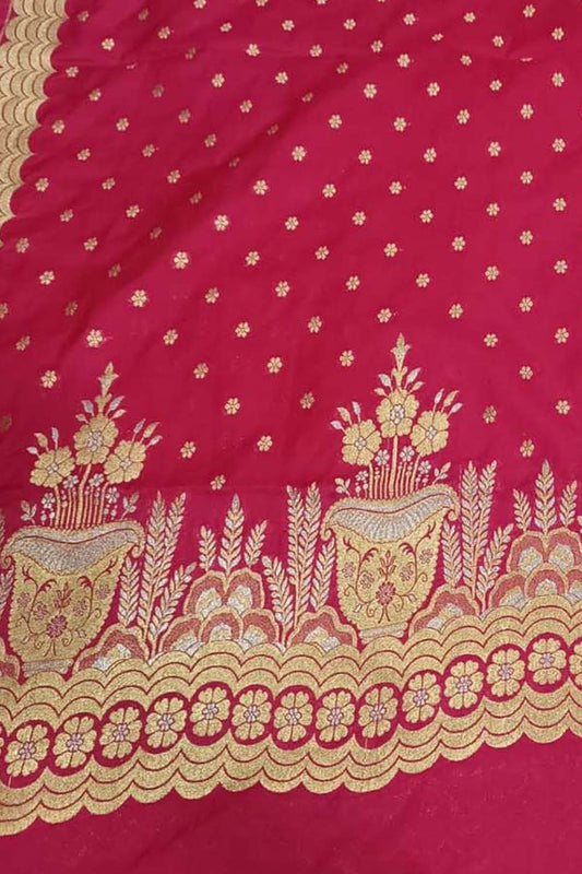 Pink Banarasi Silk Dupatta - Luxurion World