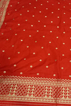 Red Banarasi Silk Dupatta - Luxurion World