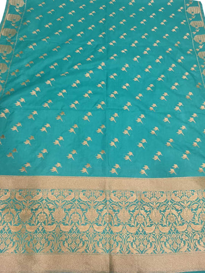 Blue Banarasi Silk Dupatta - Luxurion World