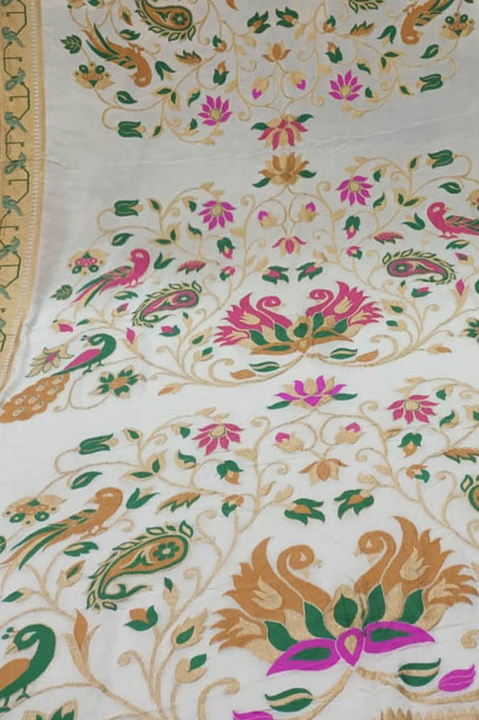 Dazzling Meenakari Dupatta: Exquisite Dyeable Banarasi Handloom Tussar Georgette - Luxurion World