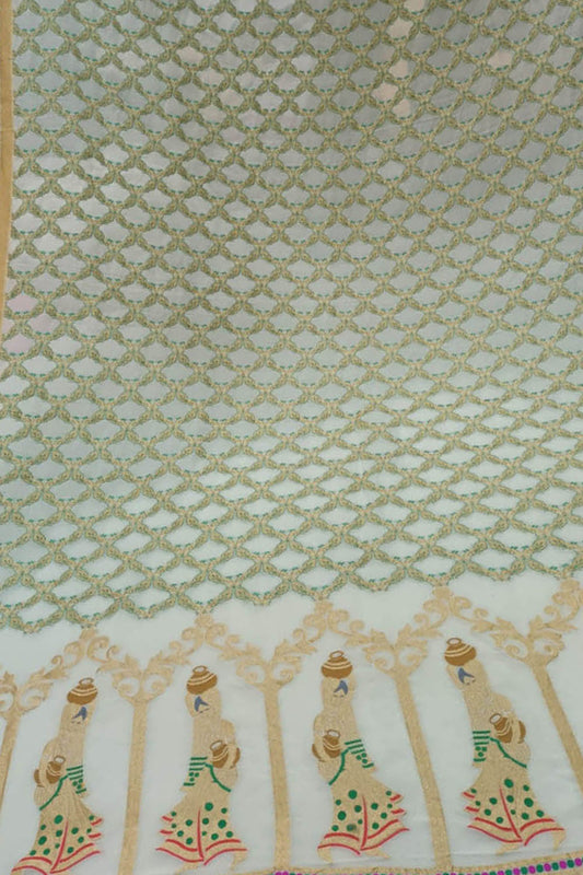 Exquisite Dyeable Banarasi Handloom Tussar Georgette Meenakari Dupatta: A Masterpiece of Elegance - Luxurion World