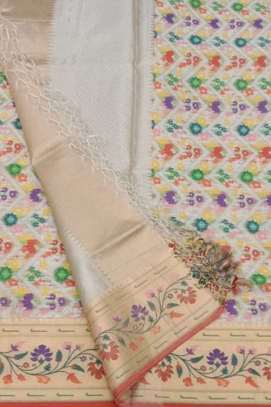 Elegant Pastel Banarasi Kota Tissue Paithani Dupatta with Design Border - Luxurion World