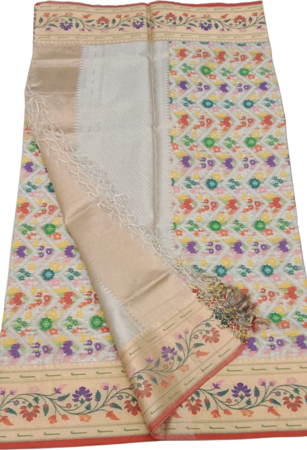 Elegant Pastel Banarasi Kota Tissue Paithani Dupatta with Design Border - Luxurion World