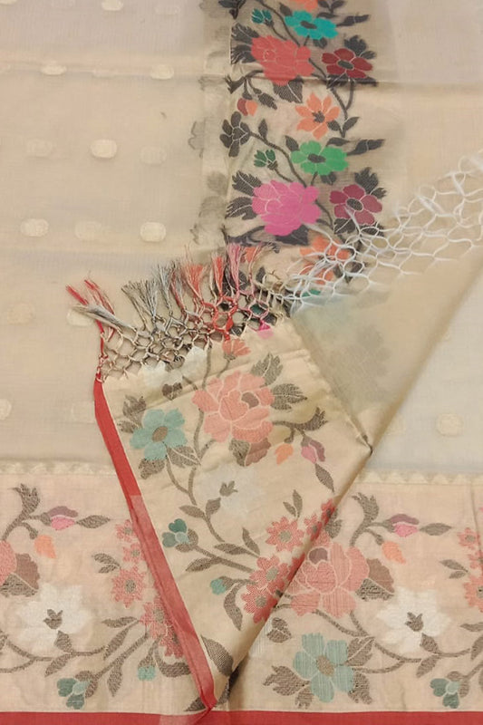 Elegant Pastel Banarasi Kota Tissue Paithani Dupatta with Design Border - Luxurion World