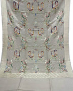 Pastel Banarasi Handloom Brush Dye Pure Moonga Silk Dupatta - Luxurion World
