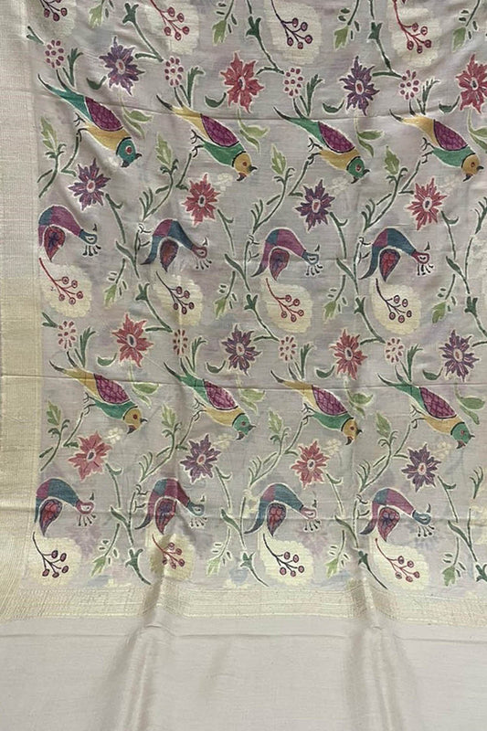 Pastel Banarasi Handloom Brush Dye Pure Moonga Silk Dupatta - Luxurion World