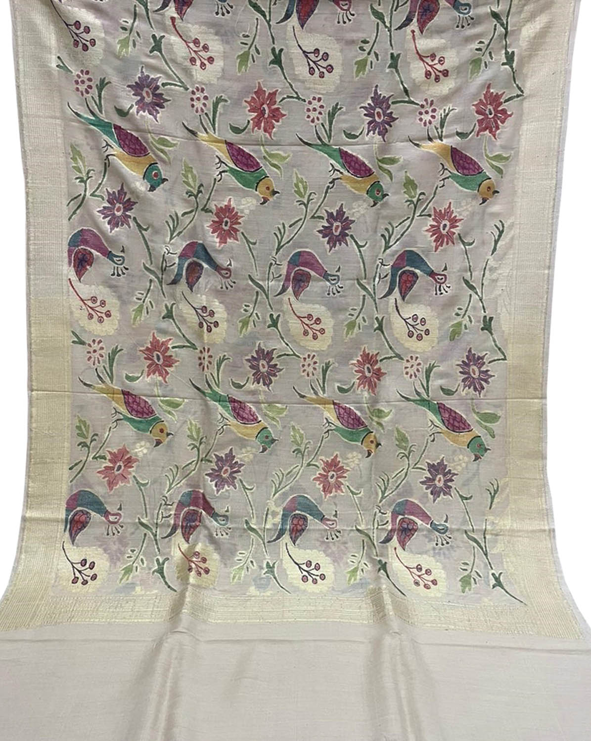 Pastel Banarasi Handloom Brush Dye Pure Moonga Silk Dupatta - Luxurion World