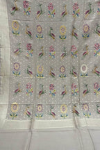 Pastel Banarasi Handloom Brush Dye Pure Moonga Silk Dupatta - Luxurion World