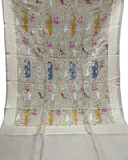 Pastel Banarasi Handloom Brush Dye Pure Moonga Silk Dupatta - Luxurion World