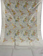 Pastel Banarasi Handloom Brush Dye Pure Moonga Silk Dupatta - Luxurion World