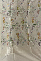 Pastel Banarasi Handloom Brush Dye Pure Moonga Silk Dupatta - Luxurion World