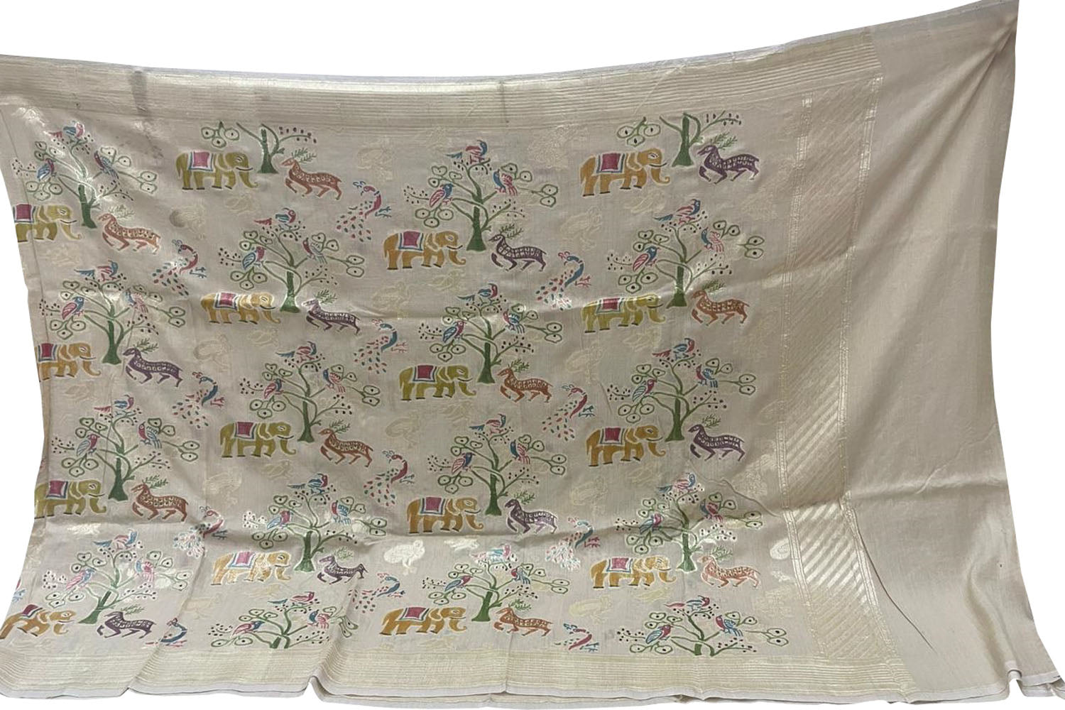 Pastel Banarasi Handloom Brush Dye Pure Moonga Silk Dupatta - Luxurion World