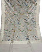 Pastel Banarasi Handloom Brush Dye Pure Moonga Silk Dupatta - Luxurion World