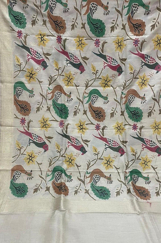 Pastel Banarasi Handloom Brush Dye Pure Moonga Silk Dupatta - Luxurion World