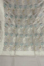 Pastel Banarasi Handloom Brush Dye Pure Moonga Silk Dupatta - Luxurion World
