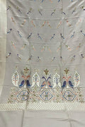 Pastel Banarasi Handloom Brush Dye Pure Moonga Silk Dupatta - Luxurion World