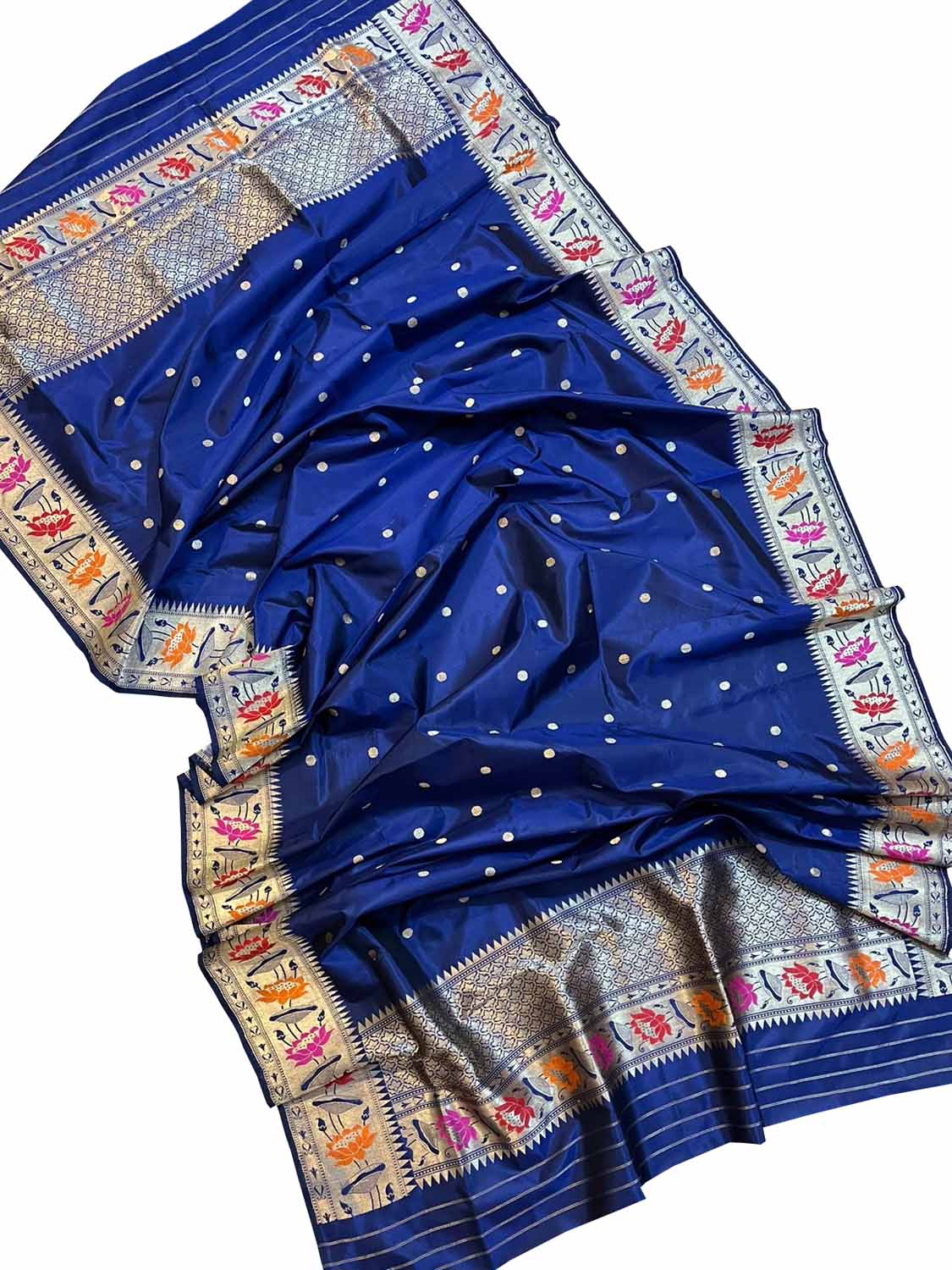 Shop the Finest Blue Banarasi Handloom Pure Katan Silk Dupatta Online - Luxurion World