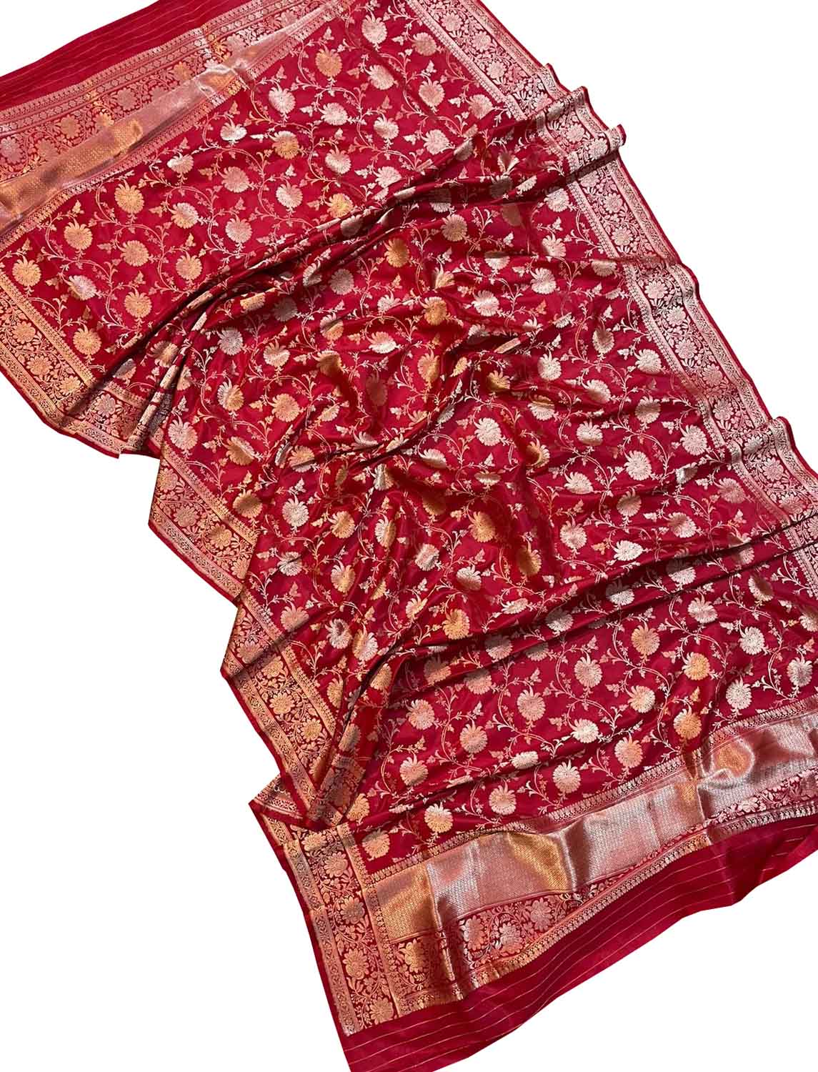 Shop Pink Banarasi Handloom Pure Katan Silk Dupatta Online - Exclusive Collection - Luxurion World