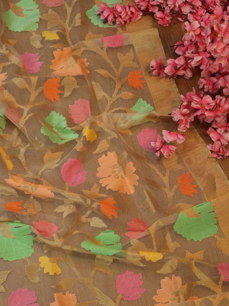 Pastel Handloom Banarasi Net Kora Silk Meenakari Dupatta - Luxurion World