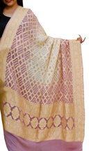 Pastel And Purple Banarasi Bandhani Pure Georgette Dupatta - Luxurion World
