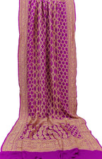 Pink Banarasi Bandhani Pure Georgette Neemzari Dupatta - Luxurion World