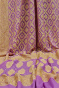 Purple Banarasi Bandhani Pure Georgette Neemzari Dupatta - Luxurion World
