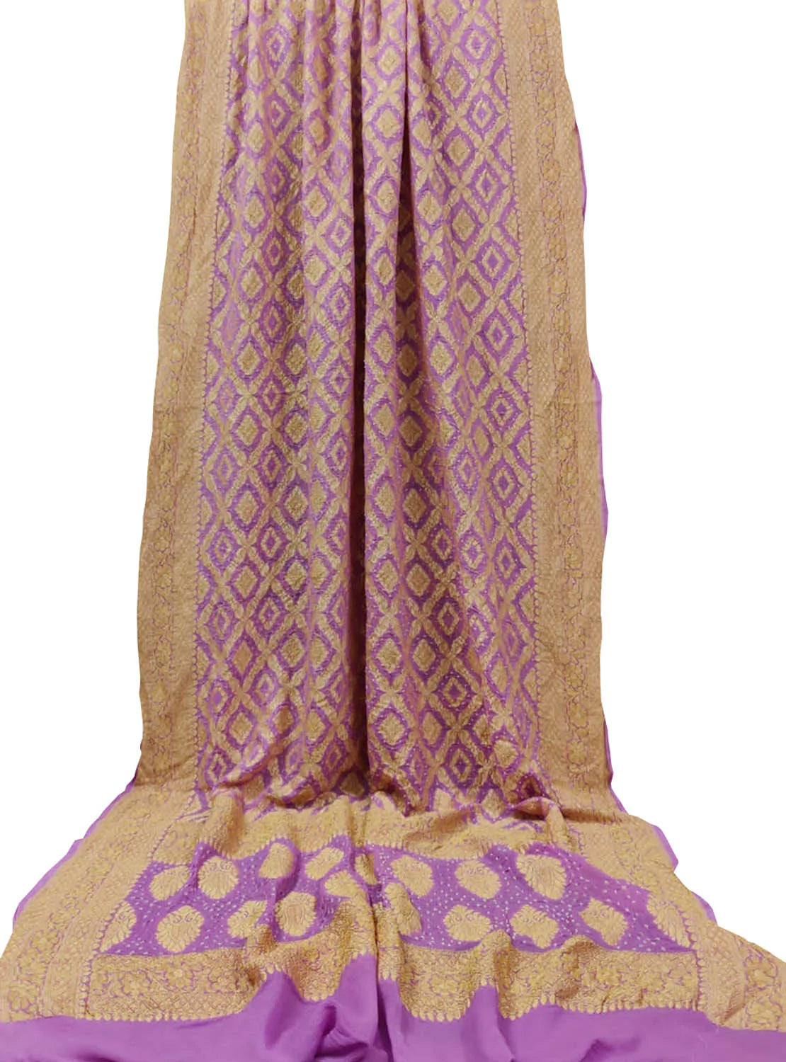 Purple Banarasi Bandhani Pure Georgette Neemzari Dupatta