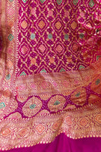 Pink Banarasi Bandhani Georgette Meenakari Dupatta - Luxurion World