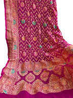 Stunning Pink Banarasi Bandhani Georgette Meenakari Dupatta - Luxurion World