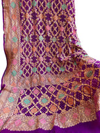 Exquisite Purple Banarasi Bandhani Georgette Meenakari Dupatta - Luxurion World