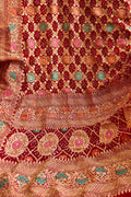 Red Banarasi Bandhani Georgette Meenakari Dupatta - Luxurion World